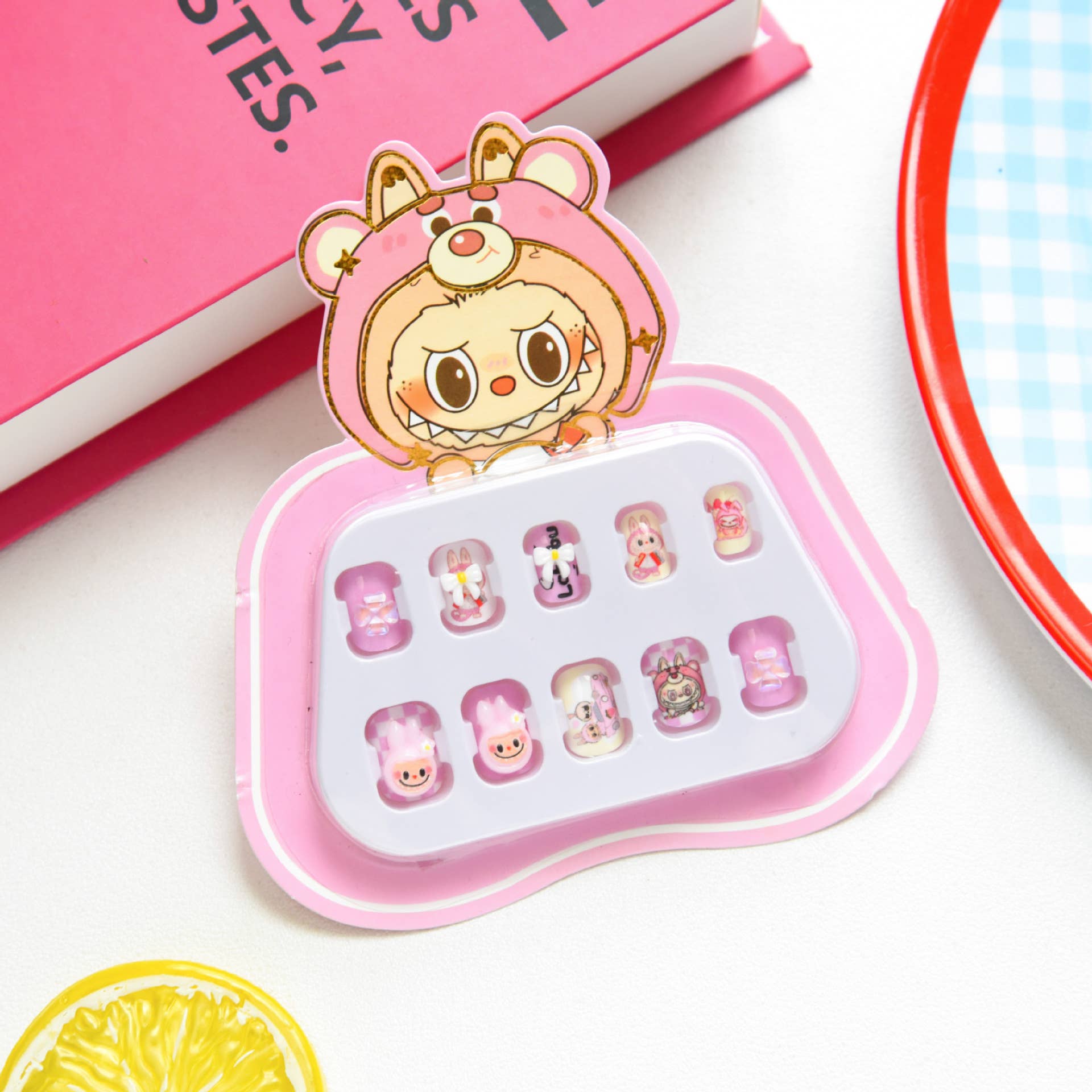 Sparkling Extras - Wholesale Press-On/Fake Nails - Labubu Kids Press-On Nails Purple Cartoon Girls False Nails 0