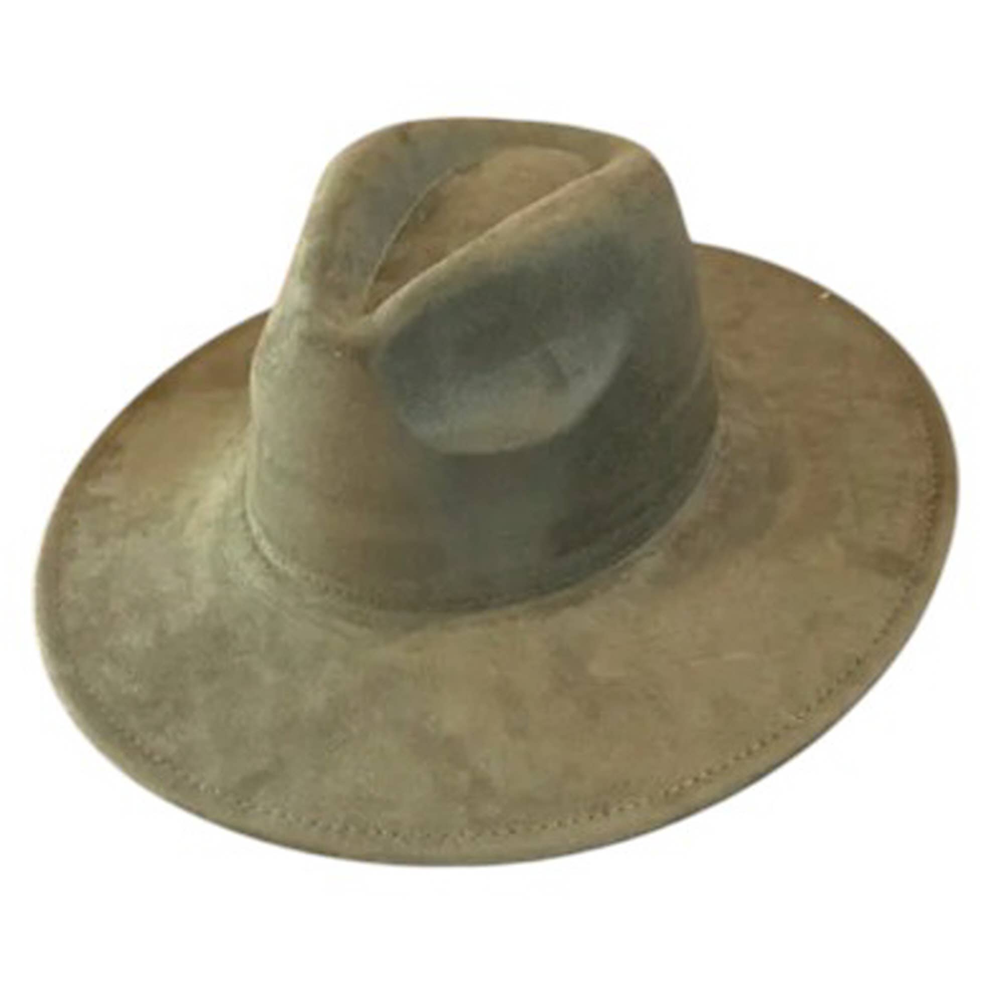 Portia Hat - Venta al por mayor Sombrero fedora - Unisex - Sombrero Panamá clásico de ante vegano con ala ancha24
