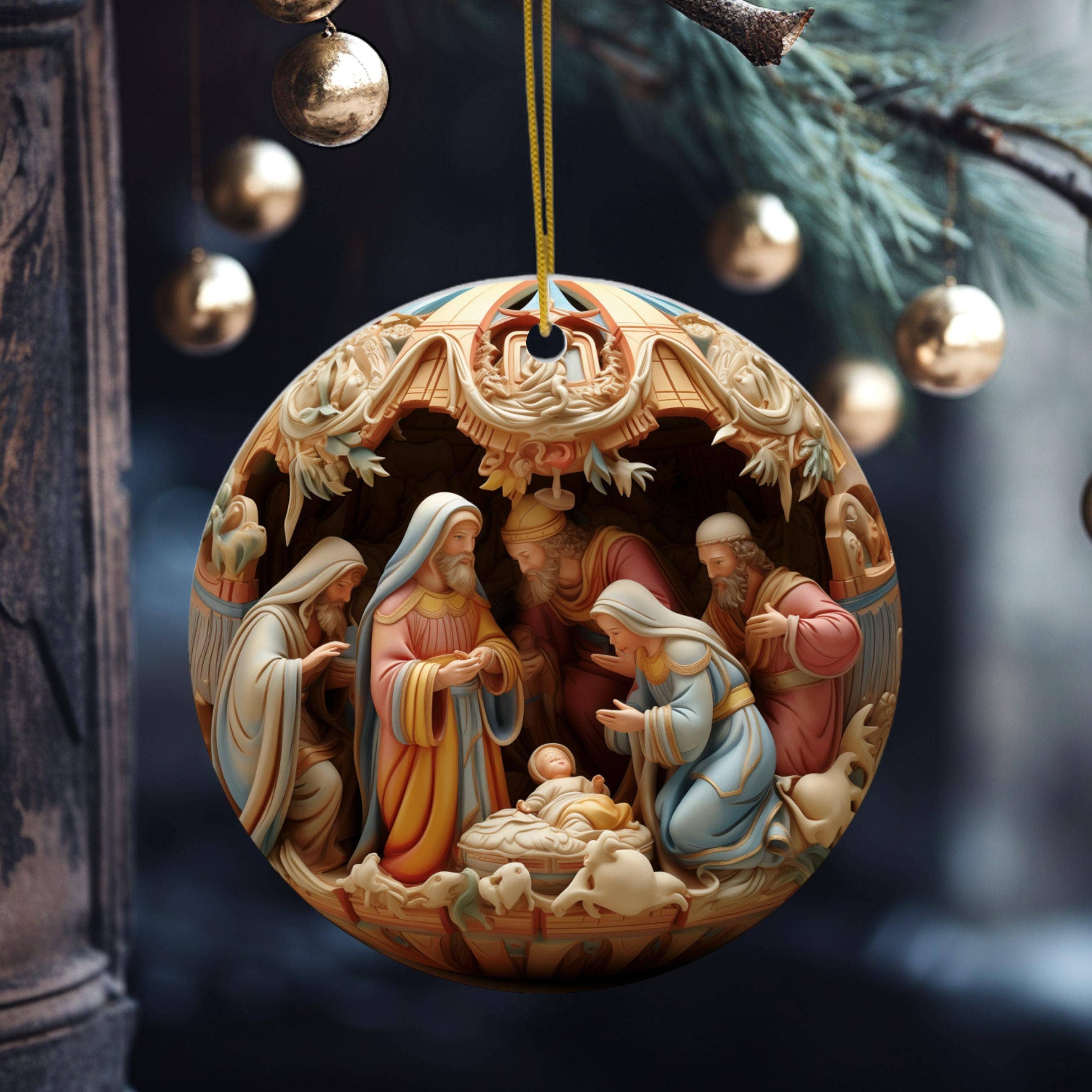 Fernville Creations - Wholesale Ornament - Christmas Nativity Flat Disc Ornament, Religious Gift5