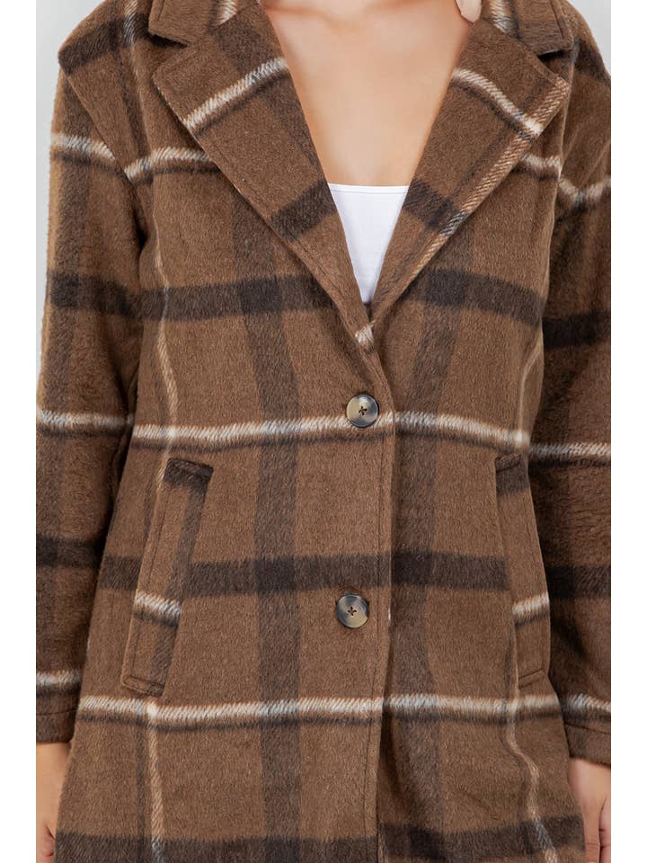 Veracci - Wholesale Coat - Women's - Oversized Woolen Plaid Coat / Jacket with detachable Hood18