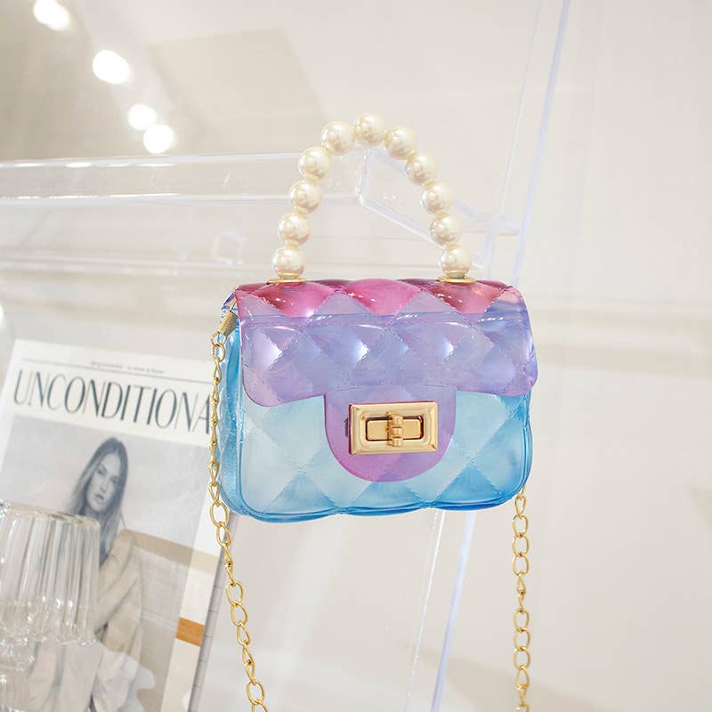 Little Trendy - Wholesale Crossbody Bag - Kids - Pearl Ombre Jelly Bag candy color transparent jelly bag4
