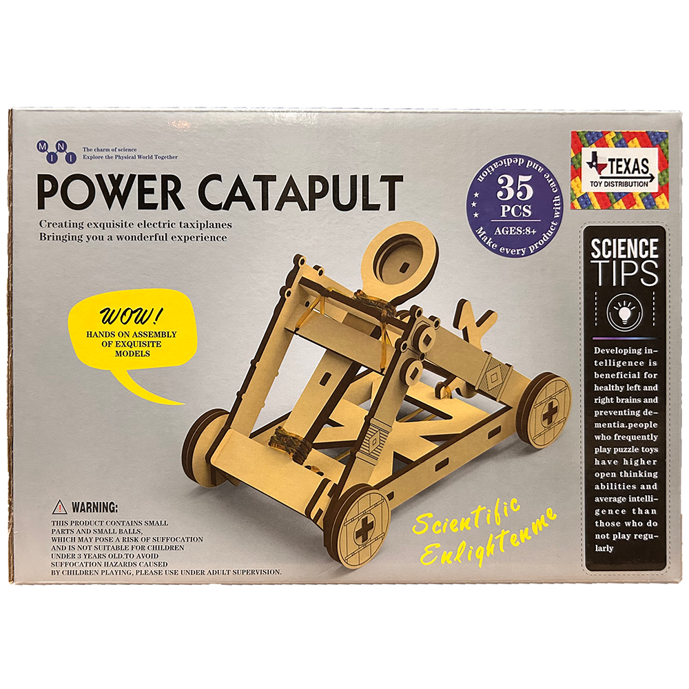 Texas Toy Distribution - Wholesale Build-a-Toy - Kids - Wooden STEM Kit Siege Power Catapult DIY Model (35 pcs)0