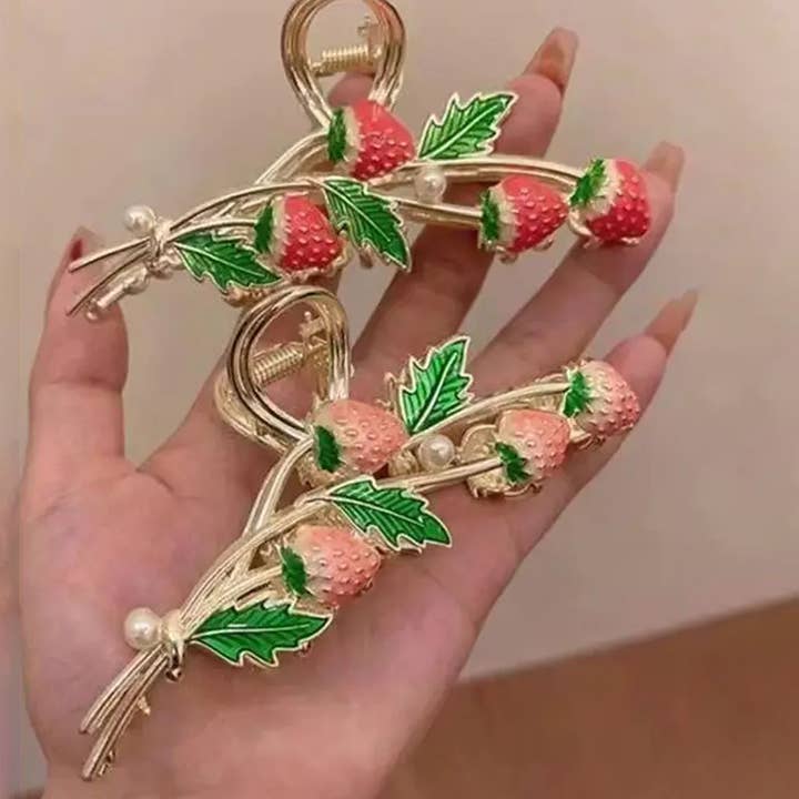 Cute strawberry hair claw clip for womens large for wholesale by DOUBLJU