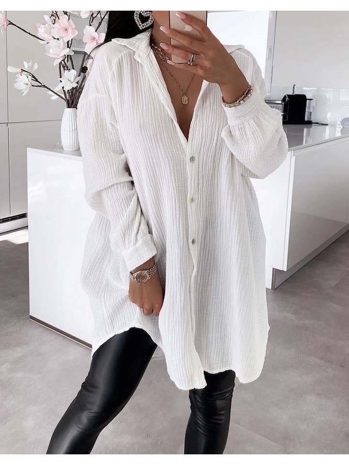 ESTEE BROWN - Wholesale Button Down Shirt - Women's - Cotton gauze shirt dress - 75564