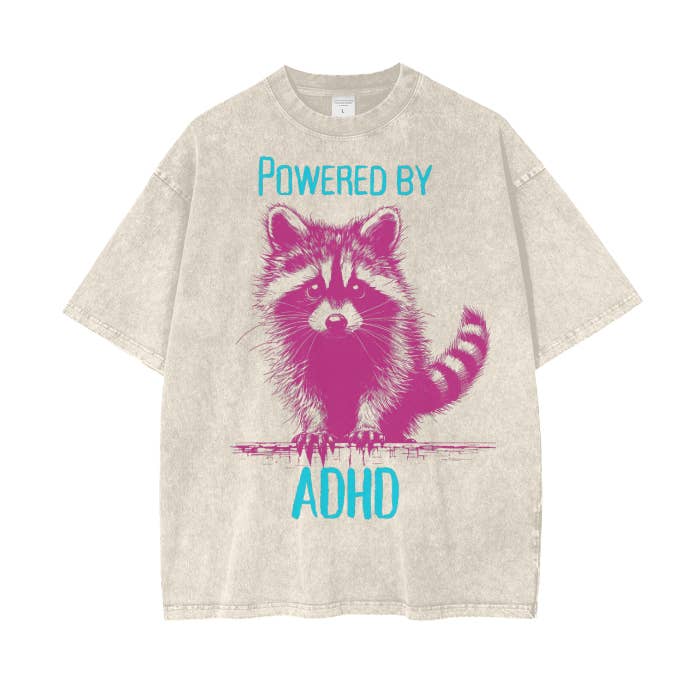 Powered by ADHD Shirt in Acid Wash Style for wholesale by Colorfulmamas