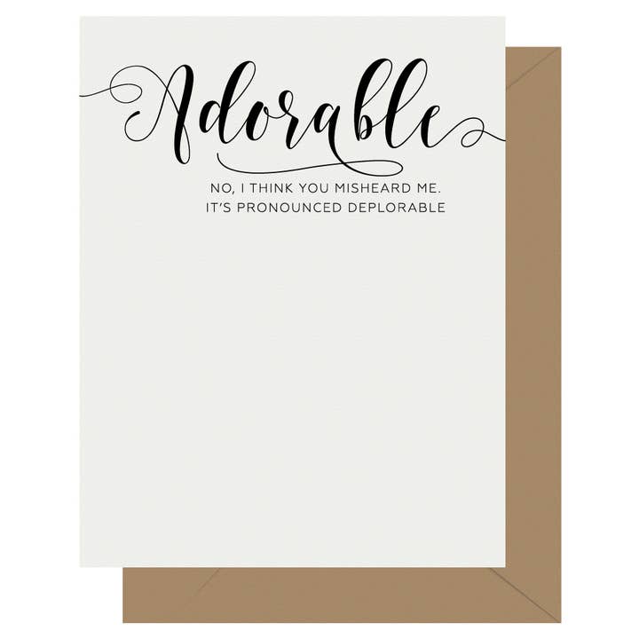 Crass Calligraphy Adorable Letterpress Greeting Card for wholesale by Letterpress Jess