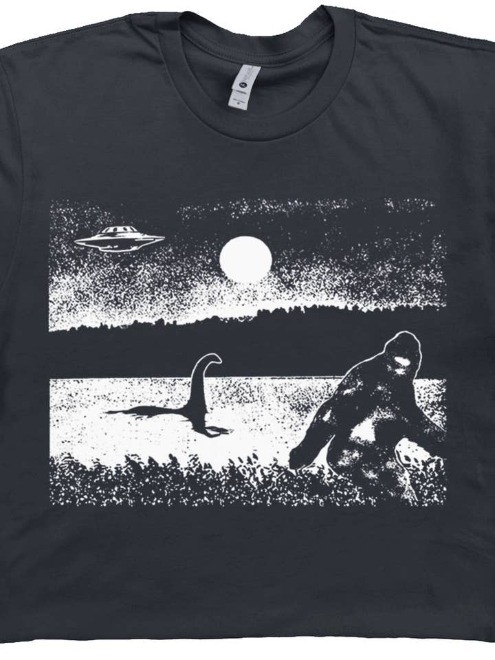 Shirtmandude Co - Wholesale Screen Printed T-Shirt - Unisex - Bigfoot Shirt Sasquatch Loch Ness Monster Cool Graphic Tee