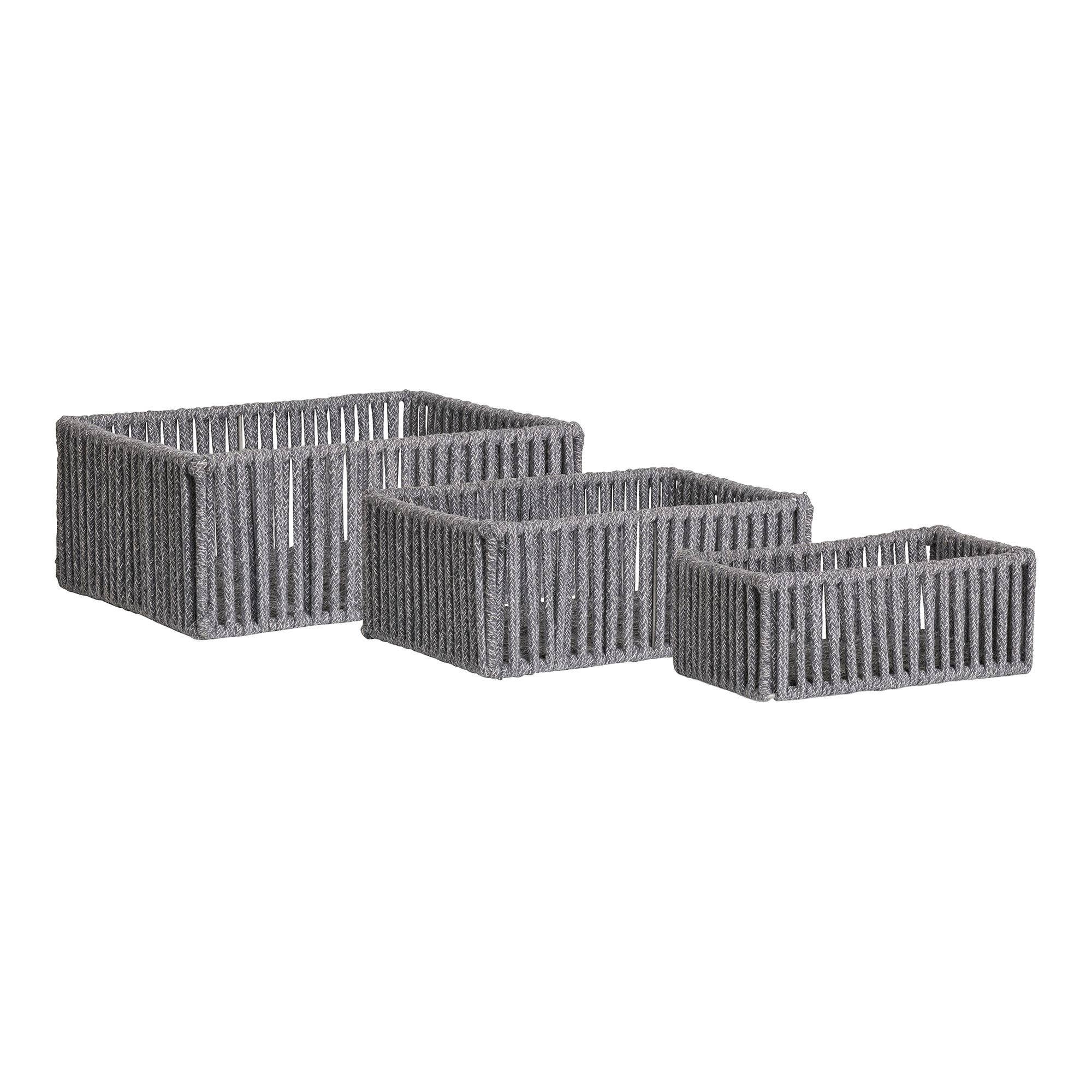 Grey Arese - Baskets. cotton/metal. grey. set of 3 for wholesale on Faire0