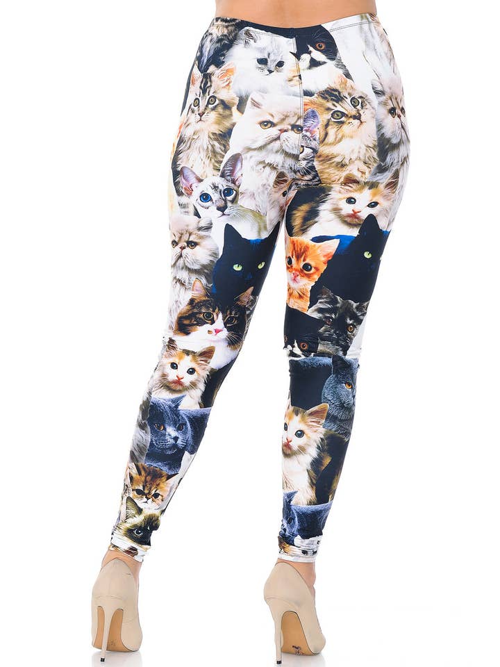 USA Fashion - Vente Legging tendance – femme - Legging doux et crémeux à coller pour chats - USA Fashion™1