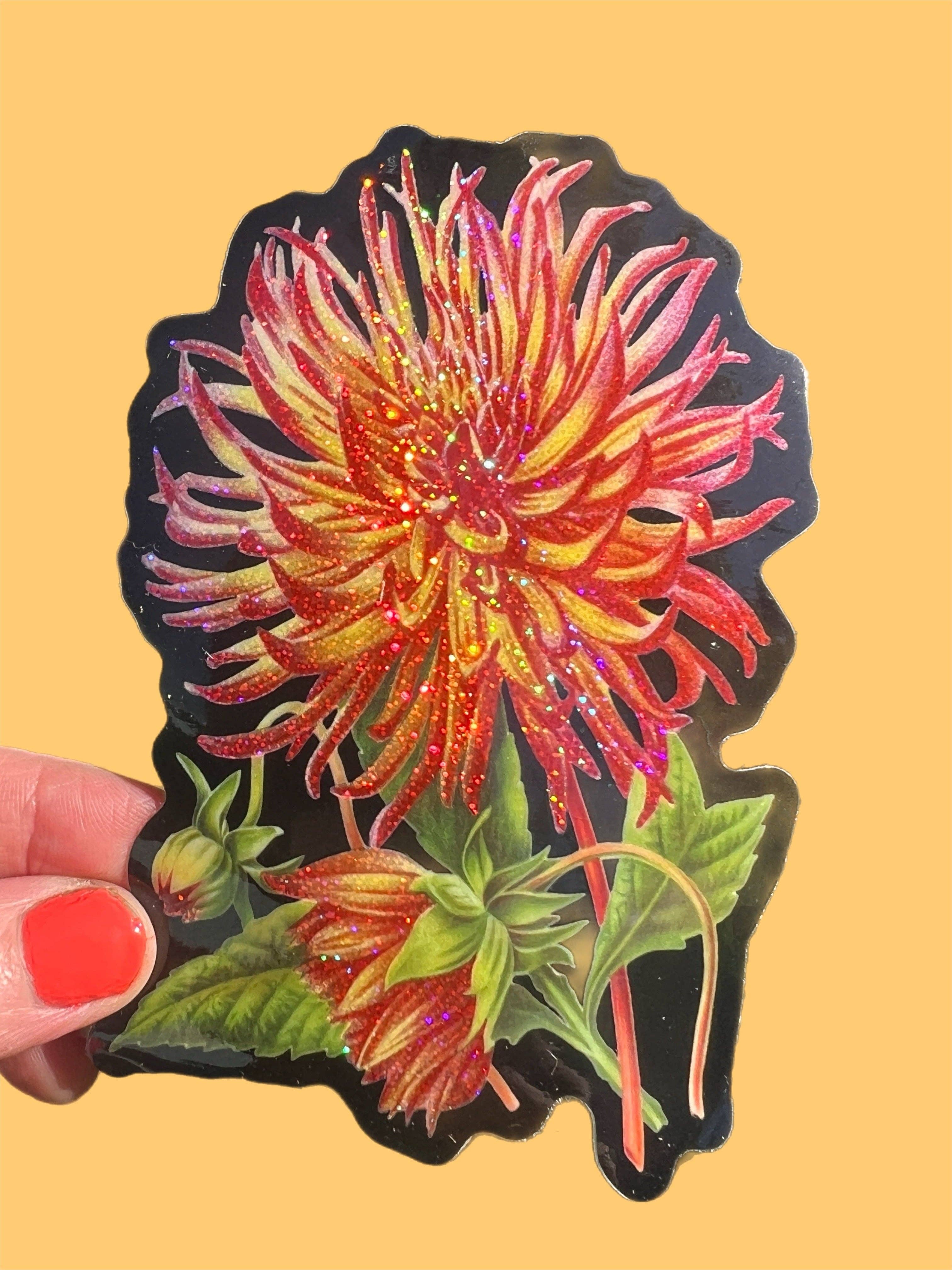 Astral Weekend - Wholesale Sticker - Dalia Flower Glitter STICKER 3 Inch0