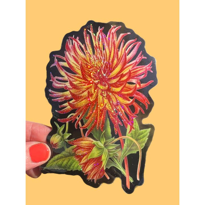 Astral Weekend - Wholesale Sticker - Dalia Flower Glitter STICKER 3 Inch