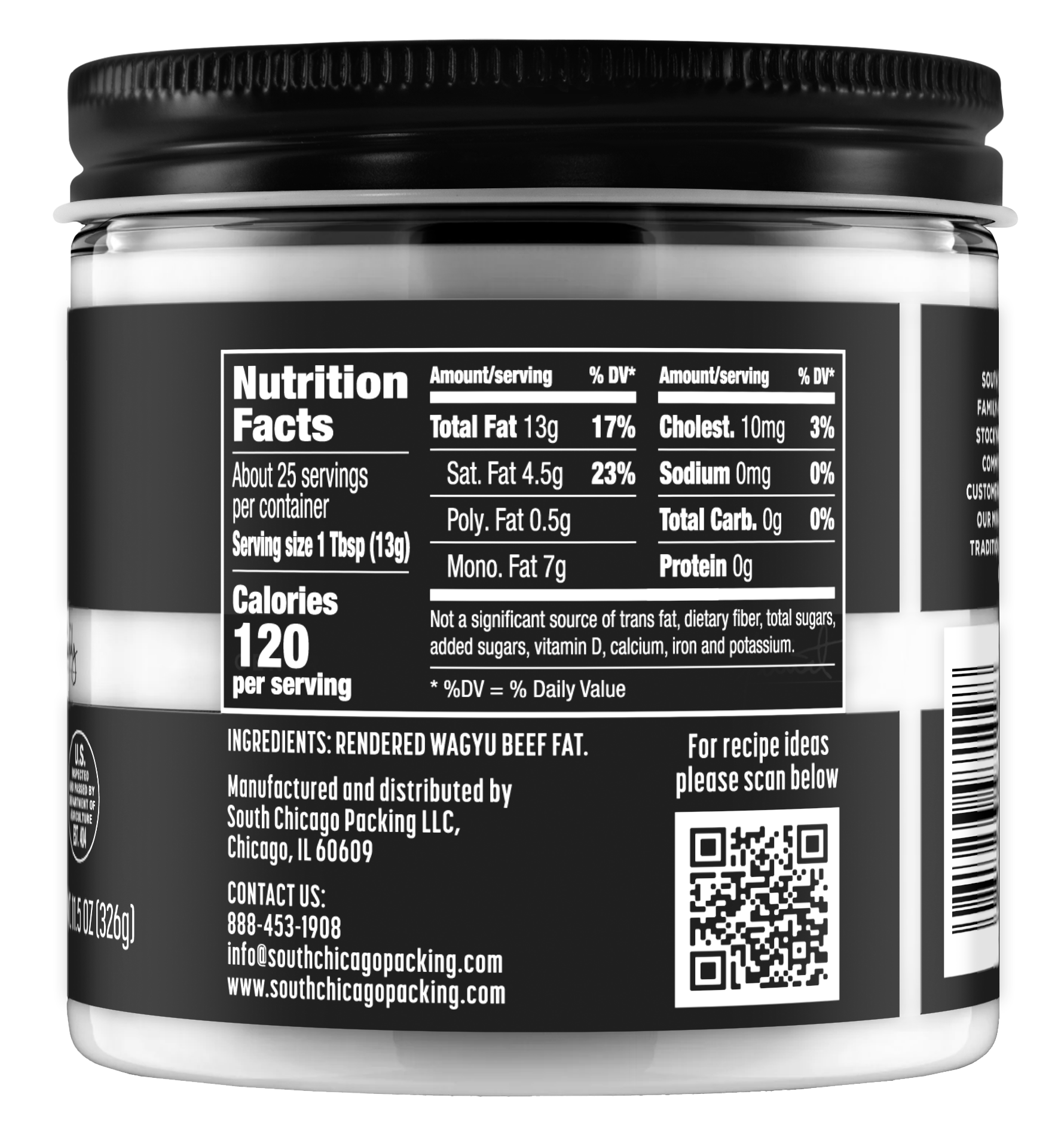 South Chicago Packing - Wholesale Cooking Oil - Wagyu Beef Tallow 11.5 Oz Glass Jar - Case (6 Units)1