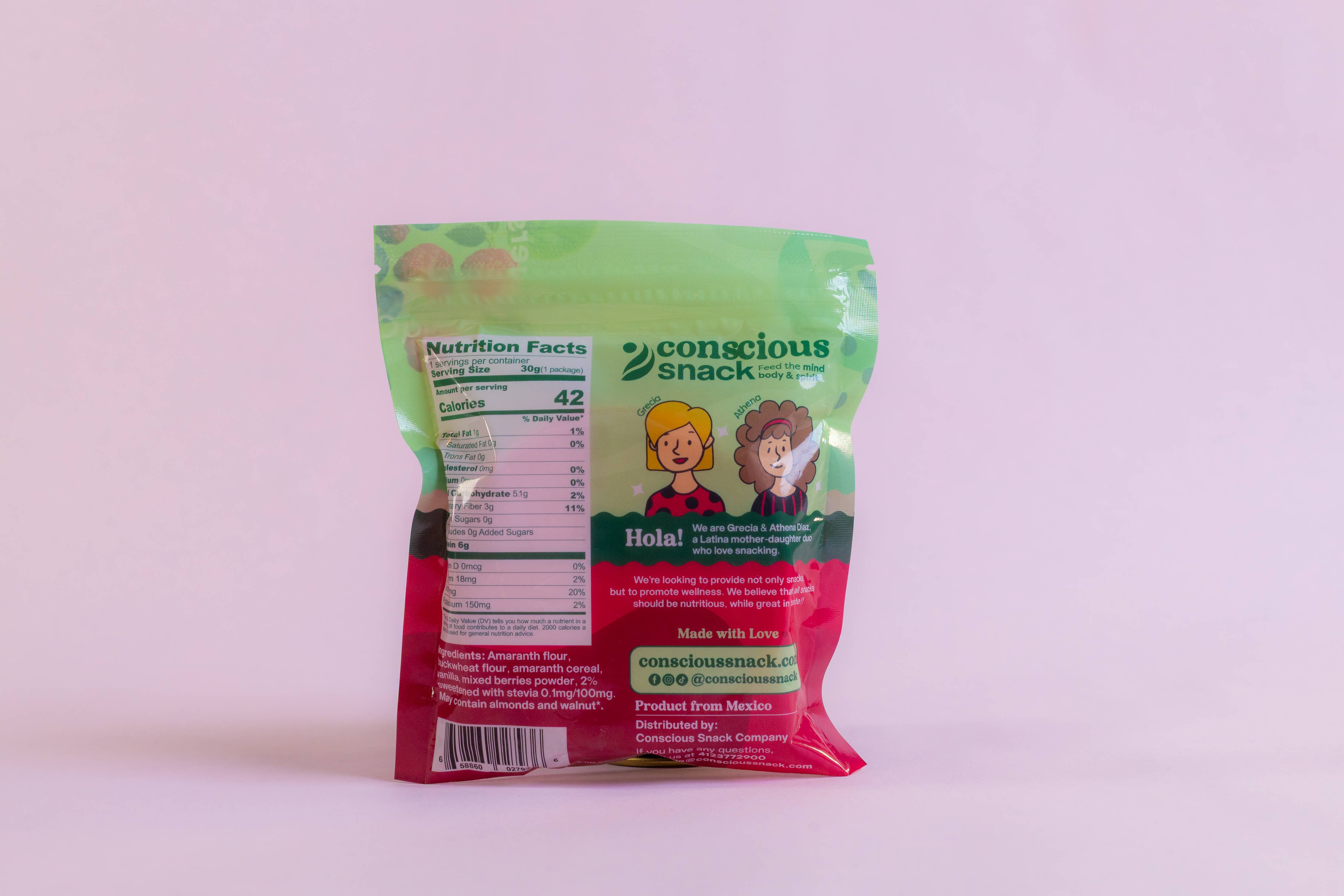 Conscious Snack - Wholesale Cookie - Conscious Snack Amaranth Wafers Obleas Mixed Berry 1.05oz3
