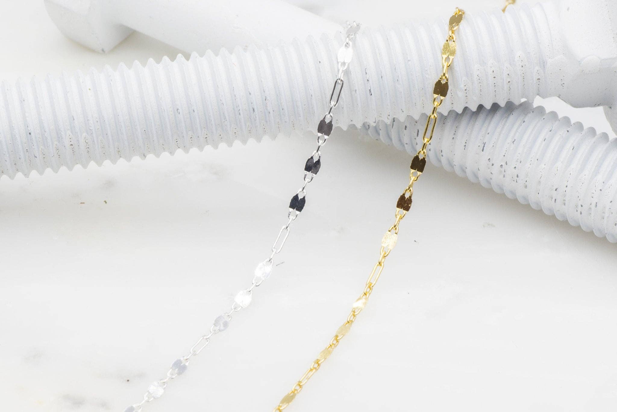 Continental Beads – wholesale Craft supplies – 6mm Discs with 5mm Rectangle Linked Specialty Chain sold by the Foot available in Multiple Colors - CH 1552