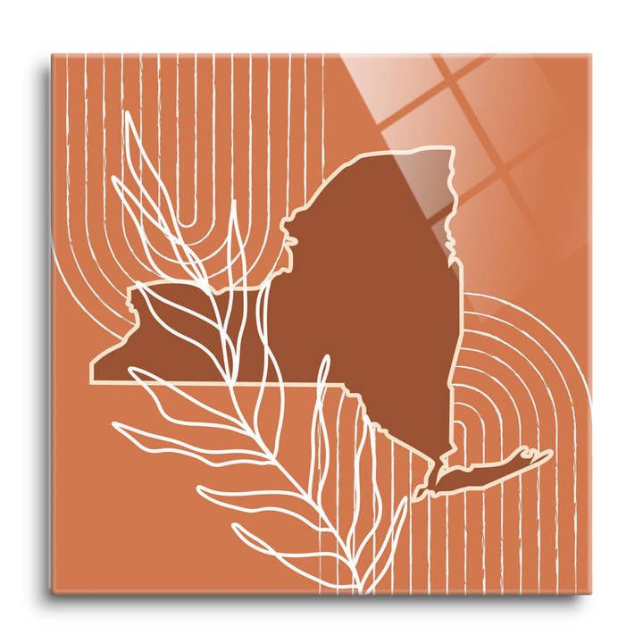 Modern Minimalist New York Shape And|12x12 Glass Plaque for wholesale by Love Local