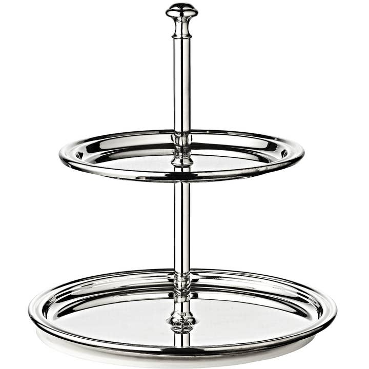 Etagere redonda de 2 niveles con borde en hilo, altura 22 cm para venta al por mayor de EDZARD