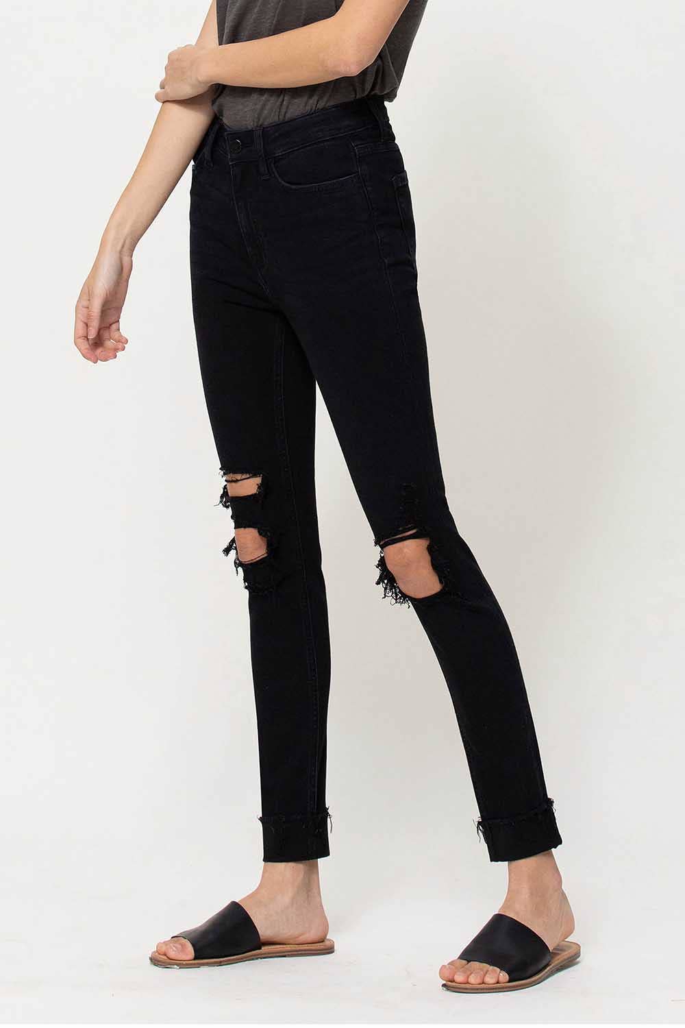 OVER YOU HIGH RISE DISTRESSED FRAYED CUFFED SKINNY JEANS F4081 for wholesale on Faire5
