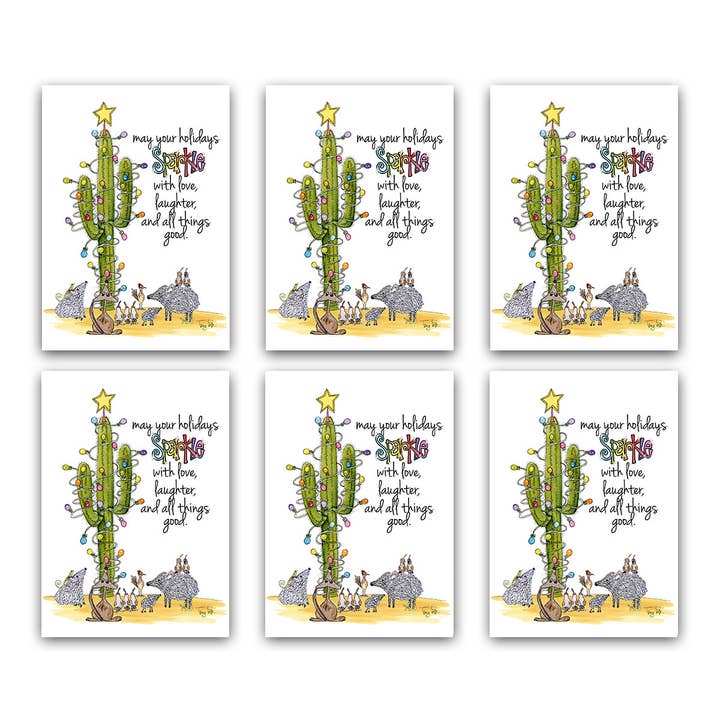 Critter Sparkle Southwest | Holiday Card Box Set/6 for wholesale by Zinnia Sky Studio LLC
