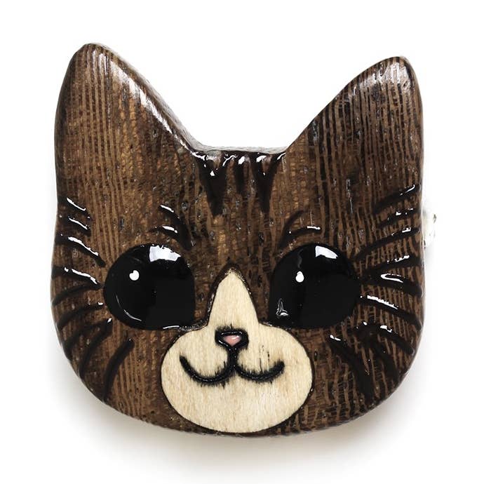 Broschen Cat Grå Katt Stora ögon för wholesale av Nature Bijoux