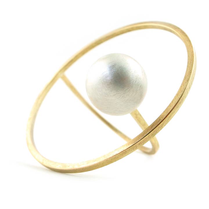 Levitate Statement Bangle in sterling + brass for wholesale by DeeLyn :: Design