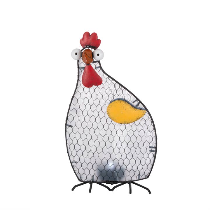 The Gerson Companies - Wholesale Decorative Figurine - 19.7"H Solar Metal Hens