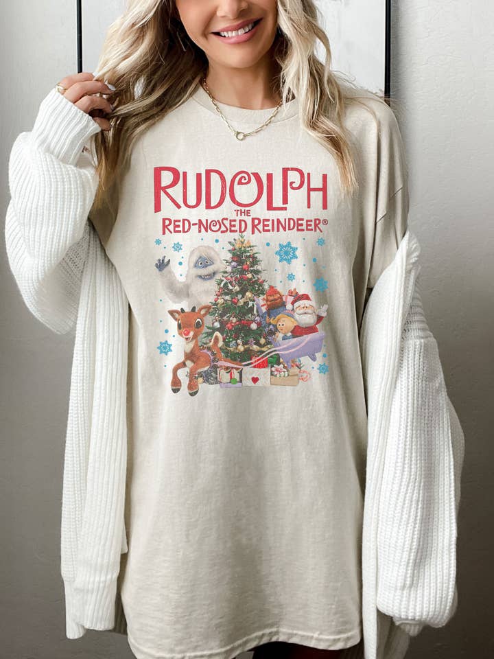 Retro Rudolph den røde næsede rensdyrskjorte, Rudolph skjorte for engroshandel hos SONDO DESIGN LTD