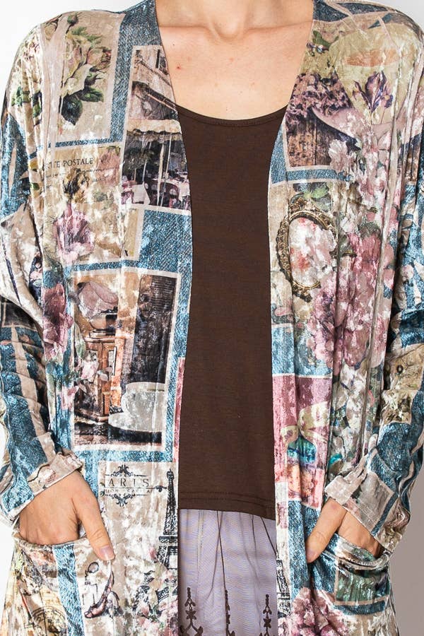 LONG VELVET DUSTER CARDIGAN-4655BG PARIS for wholesale on Faire1