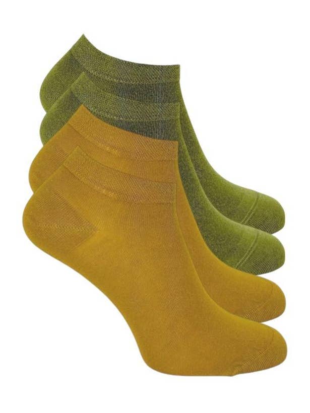 Bambussokker til kvinder 4 par i grøn/okker for engroshandel hos La Pèra