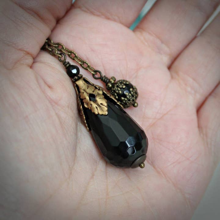 Circa 1890 - Wholesale Meditation Supplies - Faceted Black Onyx Jewelry Pendulum | Protection—Success4