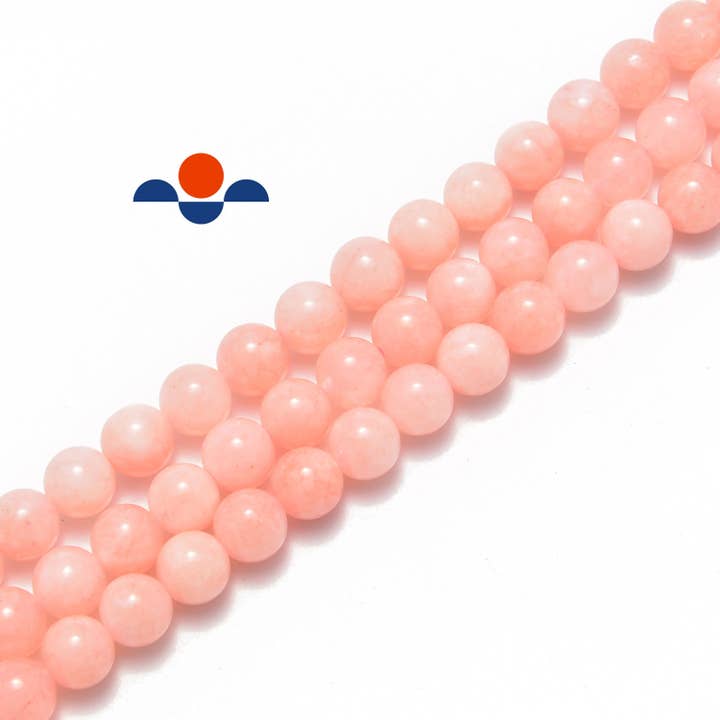 CRCBEADS - Wholesale Beads - Pink Bubblegum Dyed Jade Smooth Round Beads 6mm 8mm 10mm 15.5" Strand