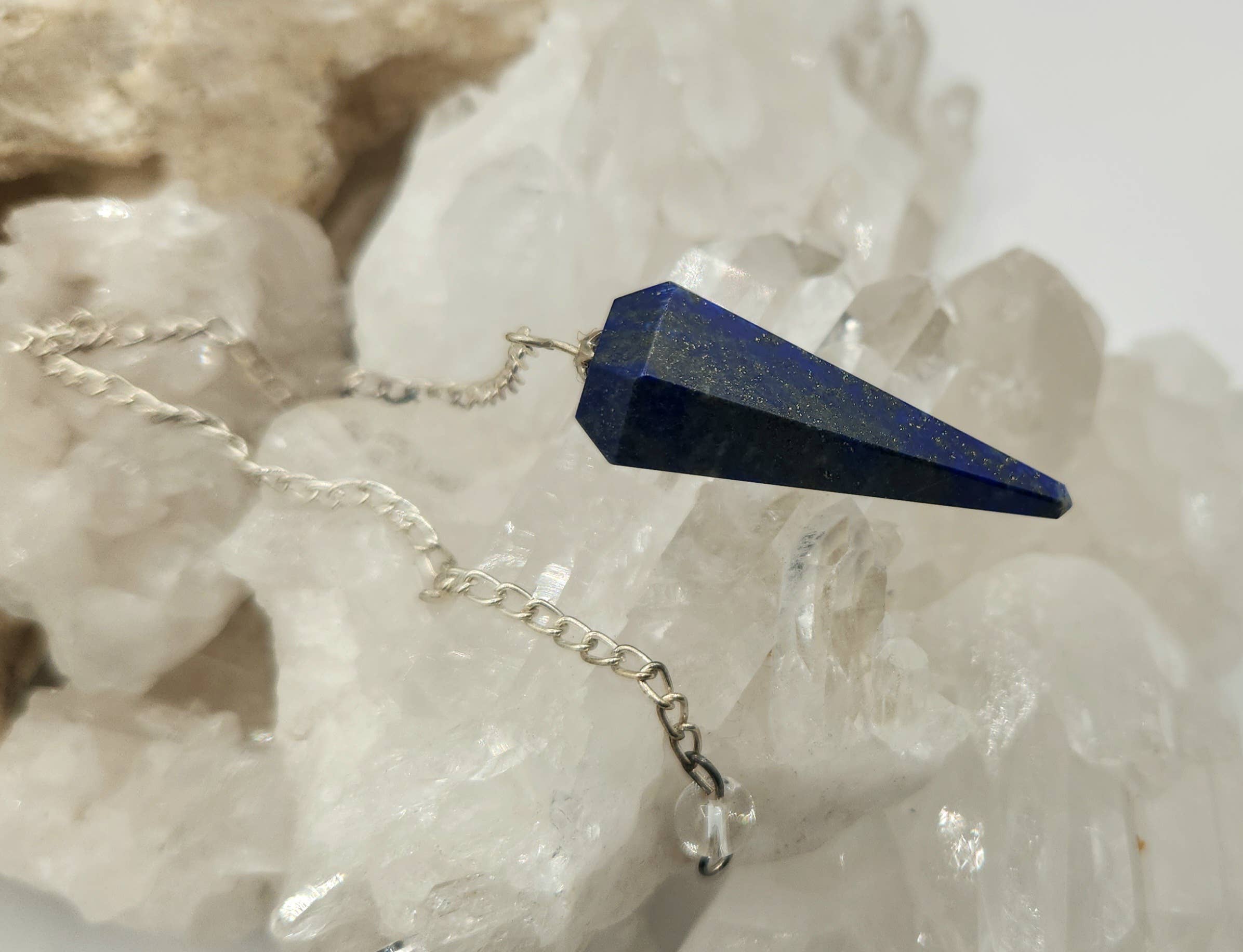 Meraki Gemstones - Wholesale Pendulum Board - Lapis Lazulli Pendulum with Silver Color Chain 4