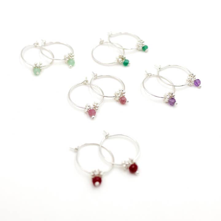 Lot de 5 Créoles perles - CAROLE ARGENT pour la vente par L'Atelier des Dames
