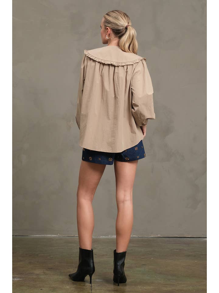 RAISONNEL - Wholesale Blouse - Women's - Frill Collar Cotton Blouse - RT11752