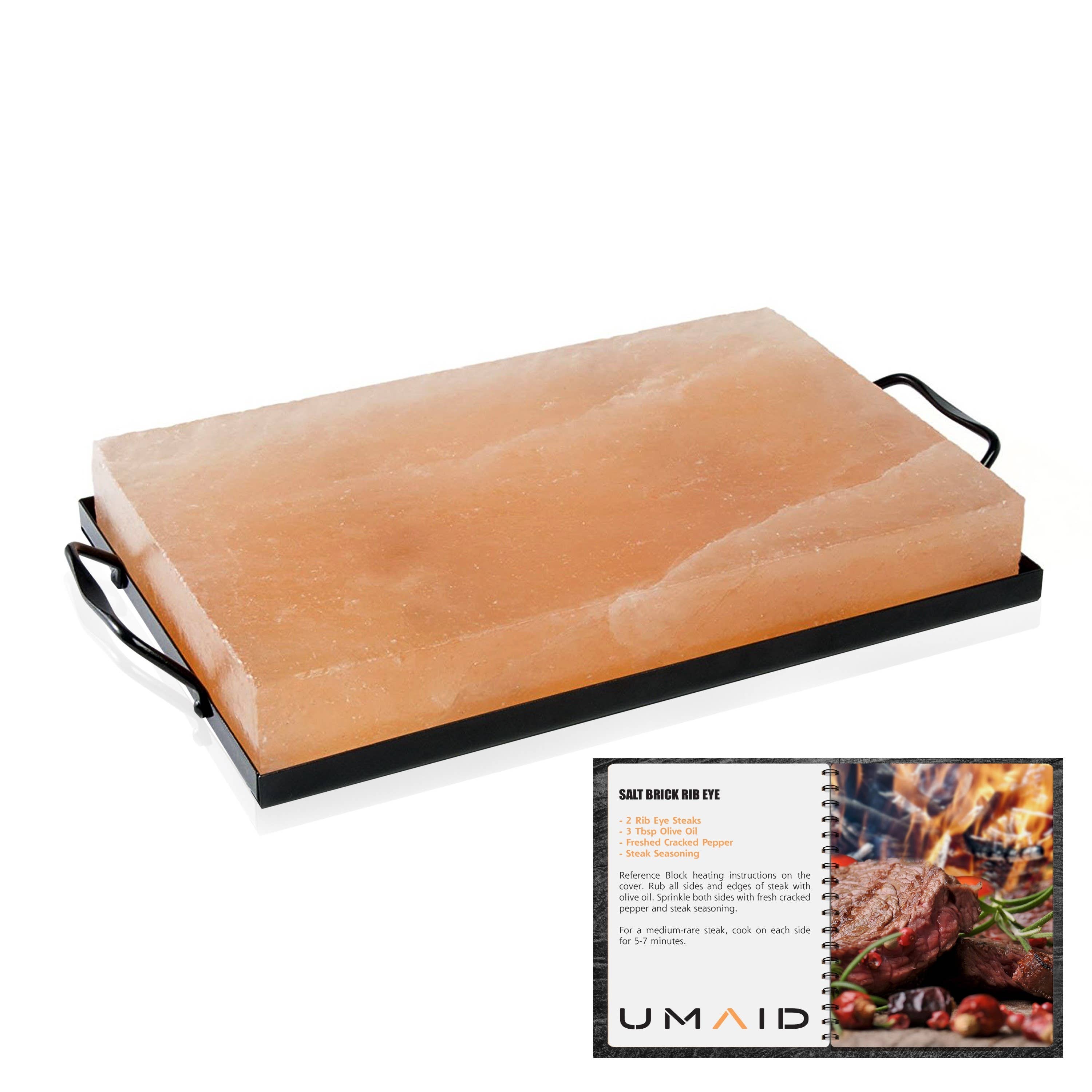 UMAID PRODUCTS - Vente Planche à découper - Bloc de cuisson en sel rose de l'Himalaya naturel avec support en acier inoxydable0