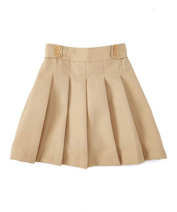 Girl Pleated Uniform Skirt Scooter Khaki 4/5-16 for wholesale on Faire0