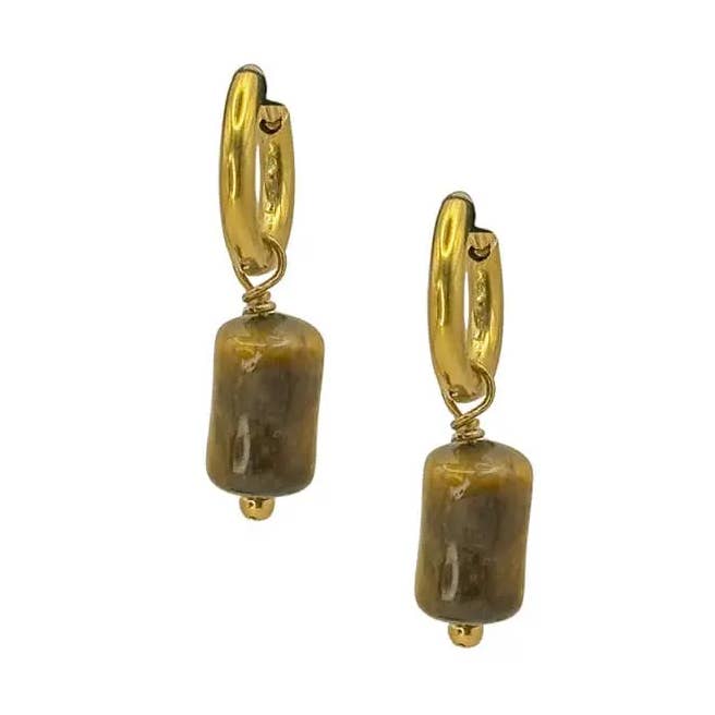 LOUIZ Earrings with tiger's eye charm for wholesale by LOUIZ