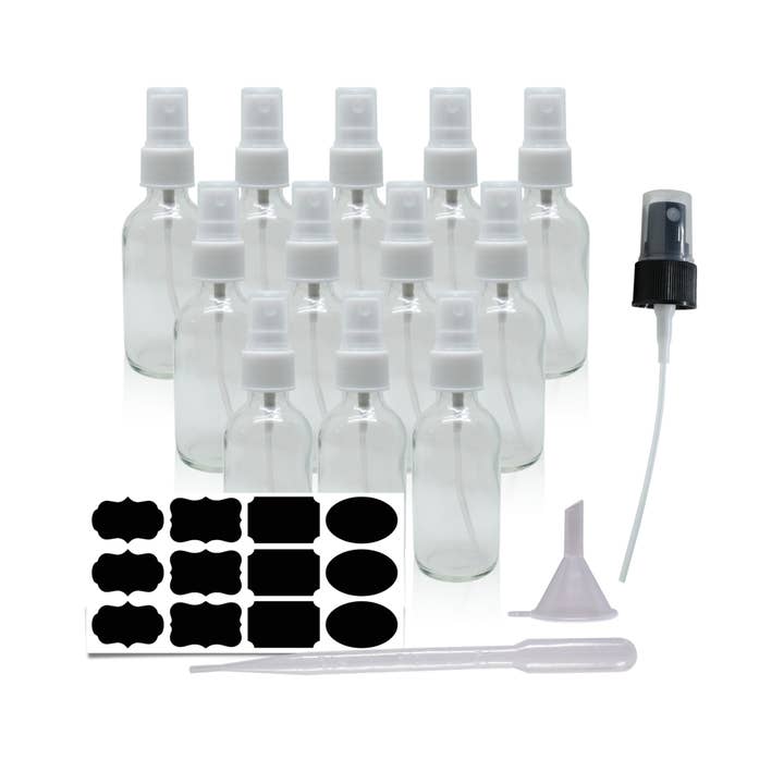 Sanwacraft - Wholesale Essential Oil Holder - 12 pack - 2oz Small Glass Spray Bottle - For Essential Oils