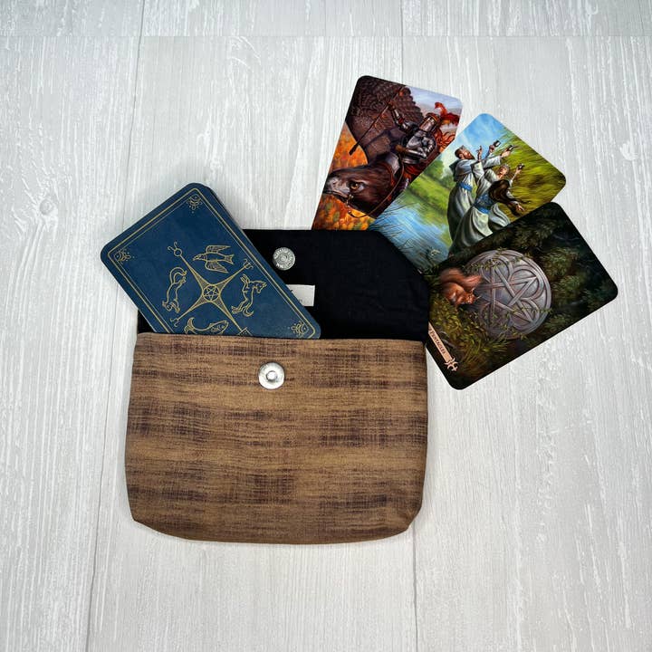 Brown Tarot Deck Pouch Clutch for wholesale by Threads of Tarot