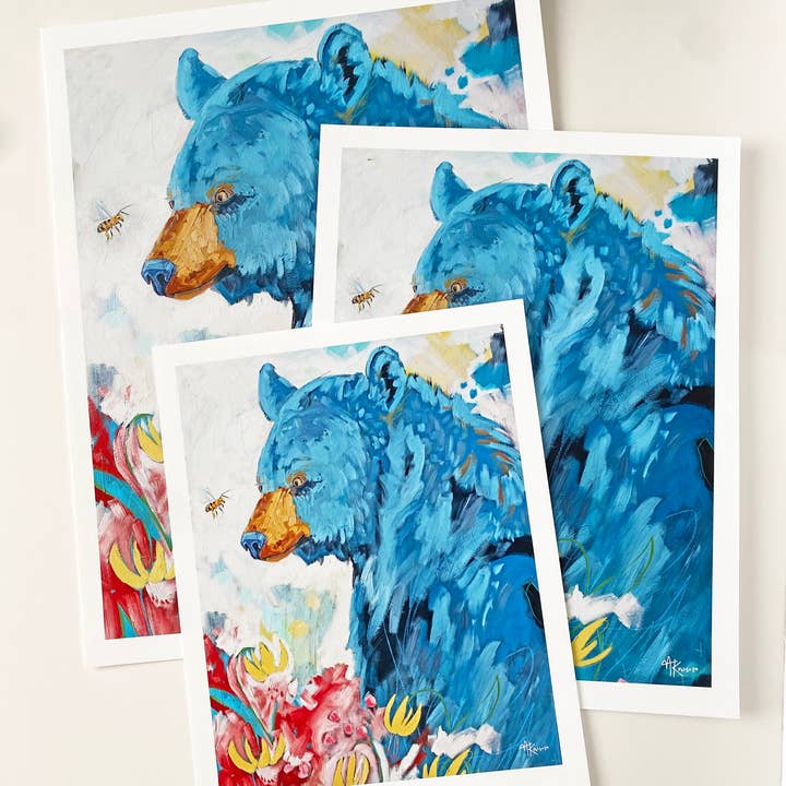 Fine Art Print Black Bear Pack of Three Sizes for wholesale by Mckenzie Kvalsten