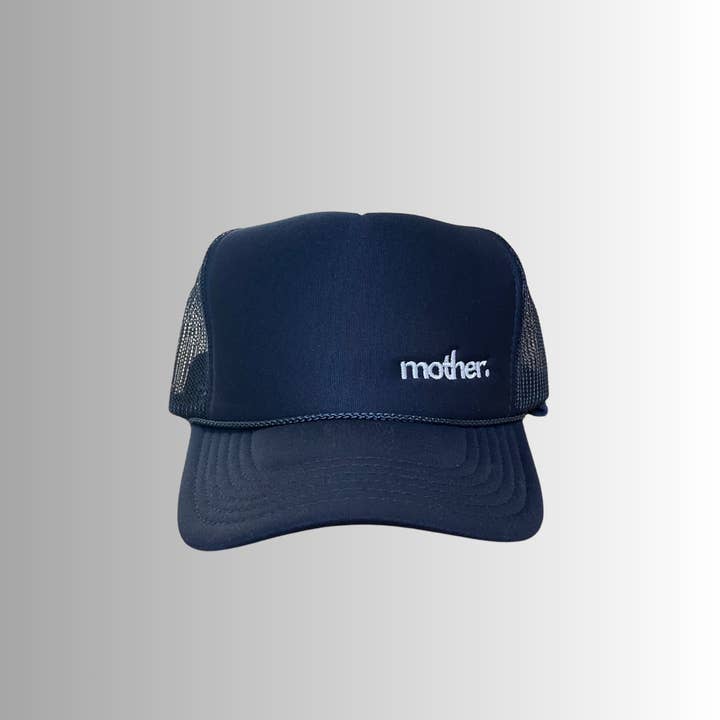 The Mini Mother Embroidered Women's Trucker Hat - Navy for wholesale on Faire