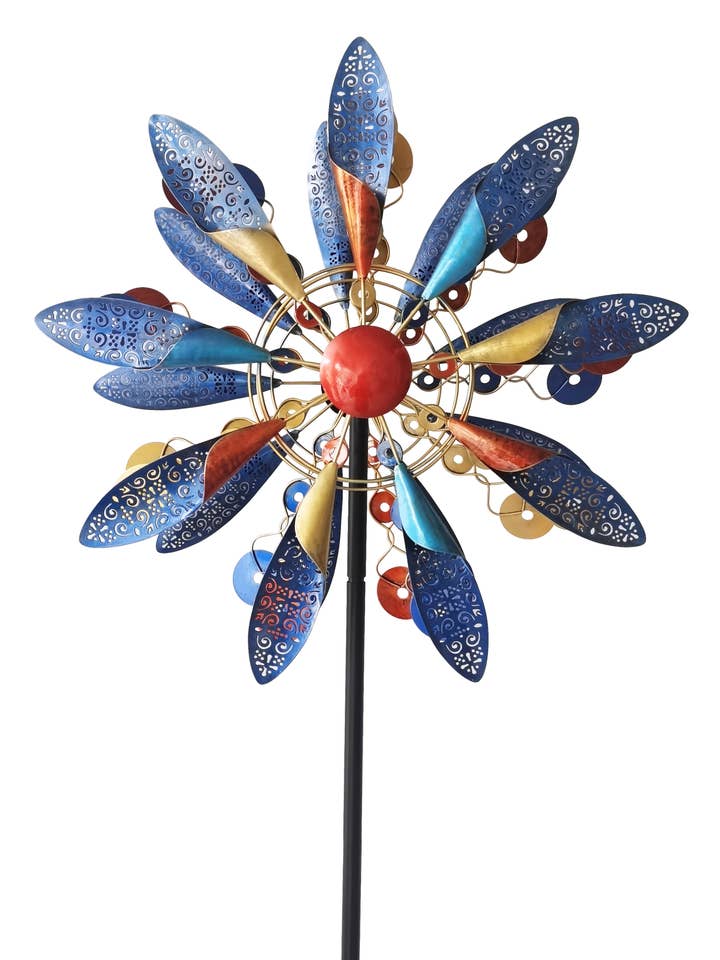 Double Side Colorful Metal Laser Cut Pattern Kinetic Spinner for wholesale by Continental Art Center