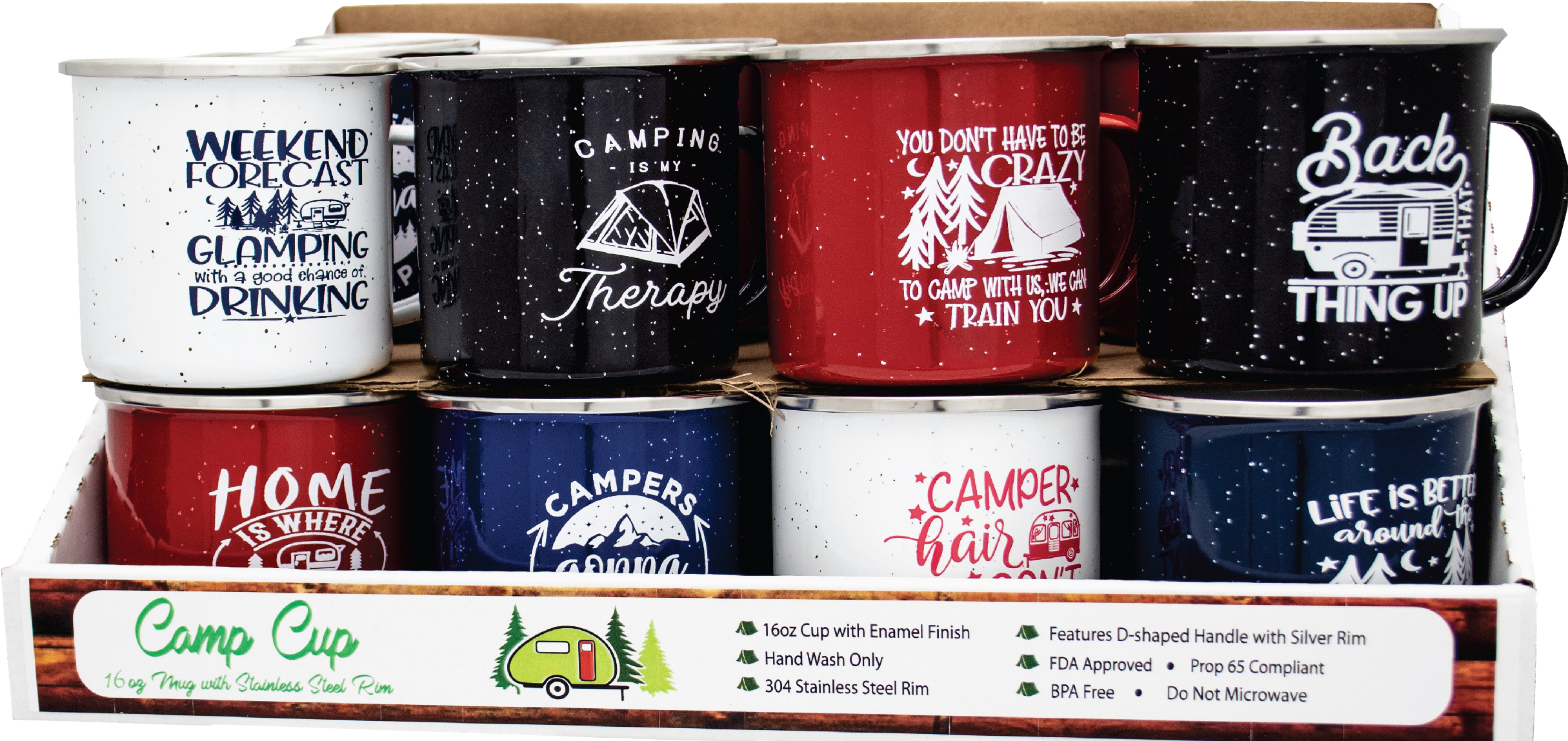 ET Products - Wholesale Coffee Mug - Steel Camp Cups 24-Unit Counter Display0