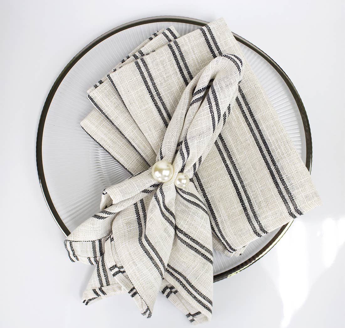 Fennco Styles – Guardanapo e pano de jantar por atacado – Guardanapo de jantar em pano de linho às riscas moderno8