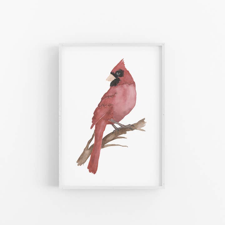 The Lone Cardinal | Watercolor Art Print for wholesale by Letter Lane Design Studio