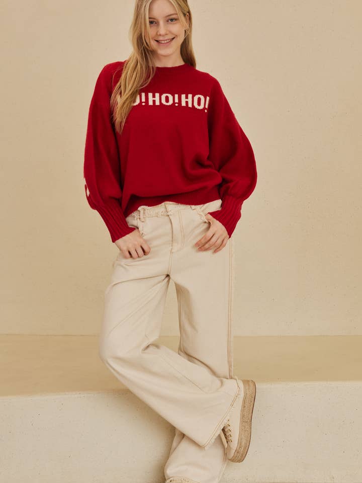 Mello. - Wholesale Knit Sweater - Women's - OVERSIZE Christmas Sweater with Lettering