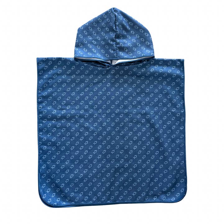 Keep the Littles Wild - Wholesale Hooded Towel - Kids & Baby - Microfiber blue fish waffle wearable towel