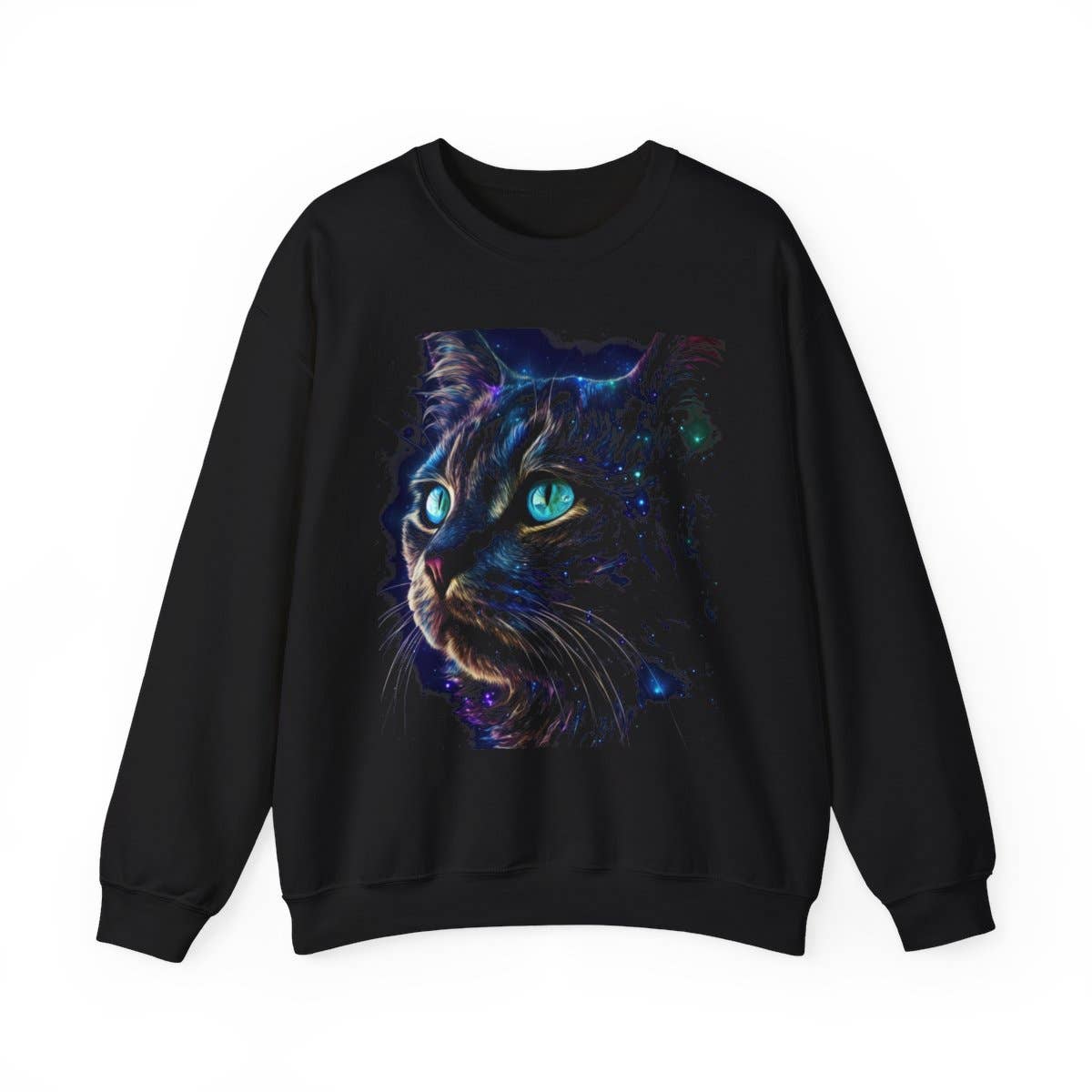 Upside Down Owl Farm - Wholesale Screen Printed T-Shirt - Women's - Striking Black Cat Galaxy Shirt, Cat Shirt or Sweatshirt 2