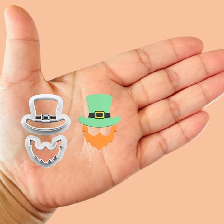 Hat and Beard Polymer clay cutter for wholesale by Roussell Prints and Demand LLC