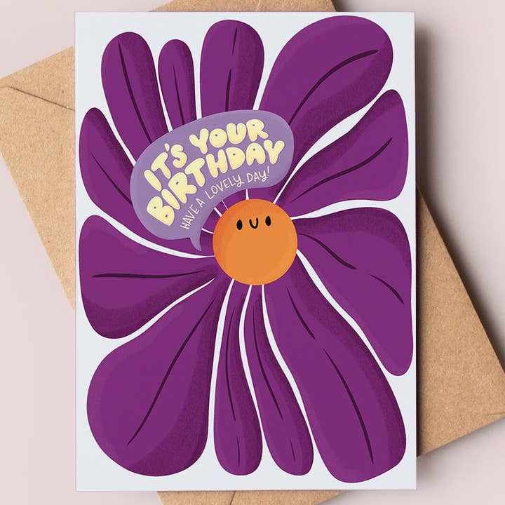 Happy Birthday Cute Floral Flower Card for wholesale by Jess Bright Design