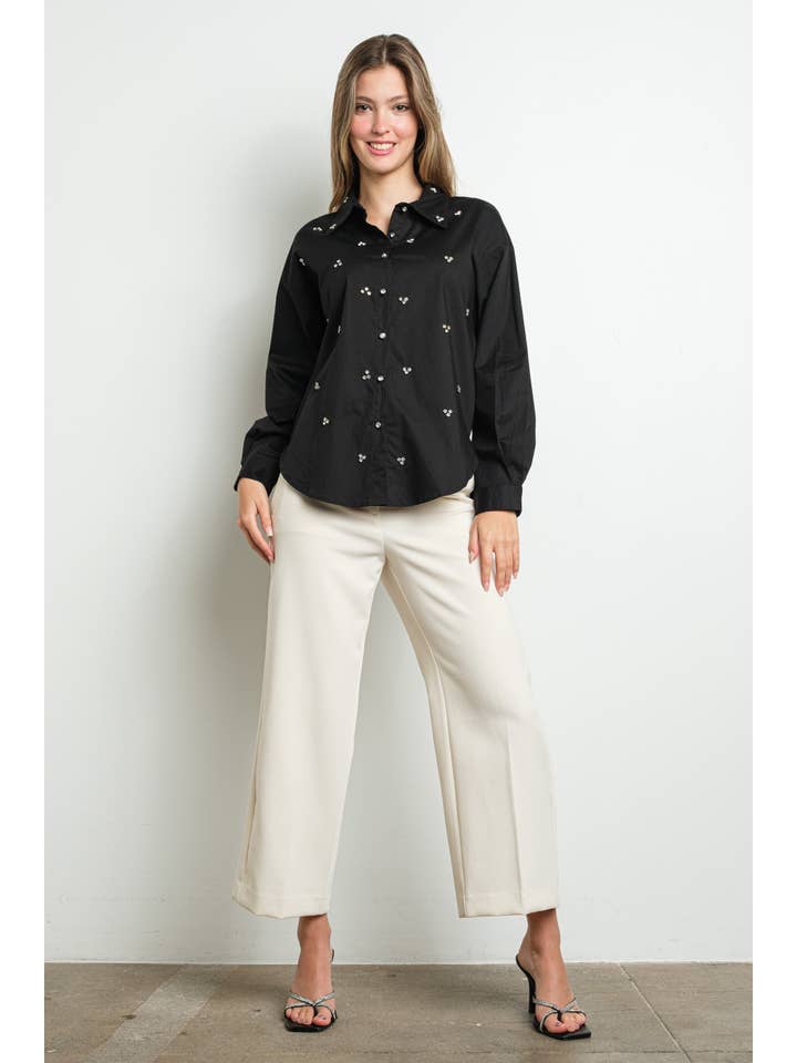 KIWI - Wholesale Buttoned-down shirt – Women's - IT3066 Rhinestone embellished button down shirt16